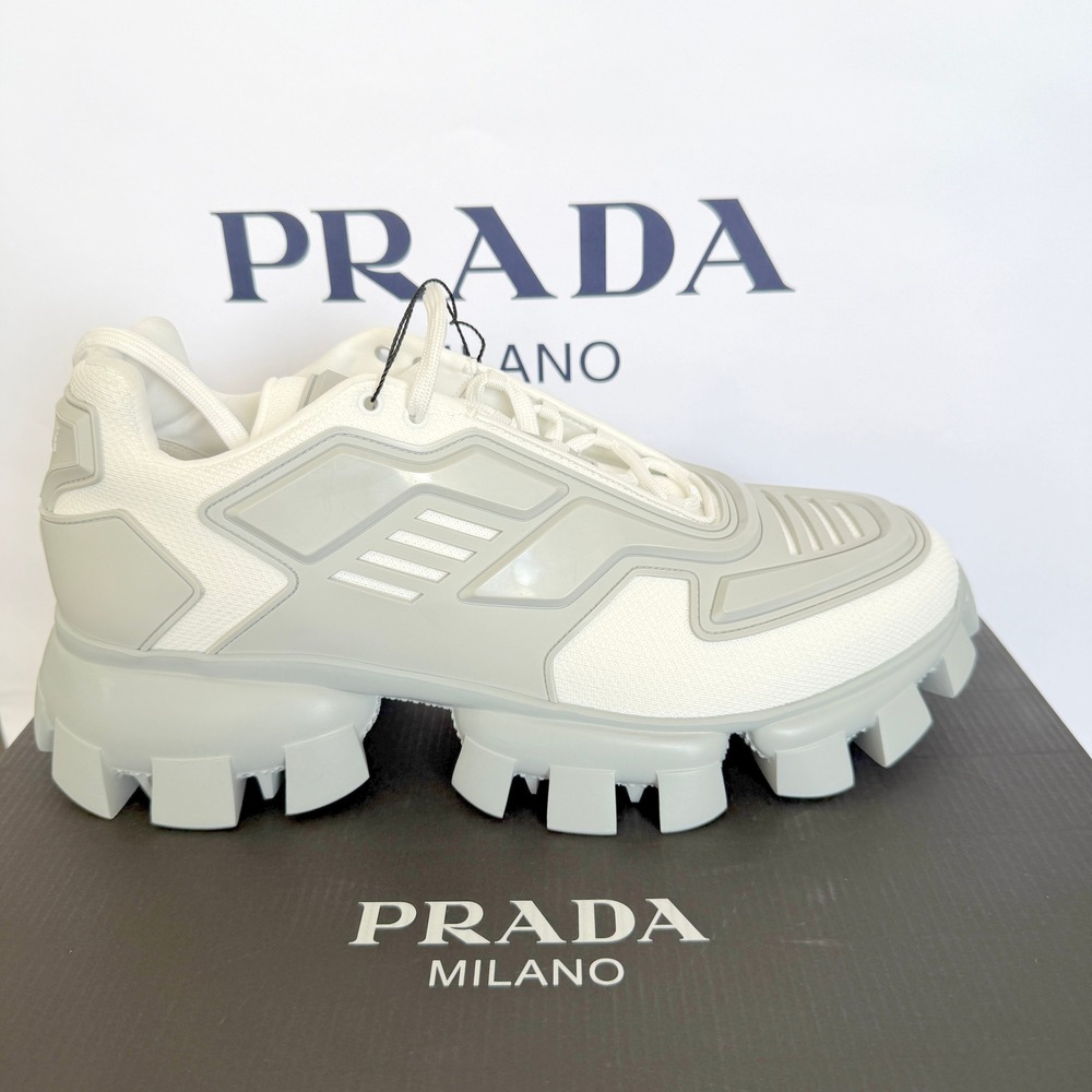 Prada 2EG293 Men's Cloudbust Thunder Sneakers White Trainers Luxury Shoes UK 11